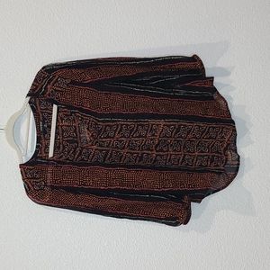 Lucky Brand sheer bohemian tunic blouse medium